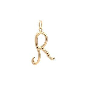 18K Gold Pendant Letter Initial R